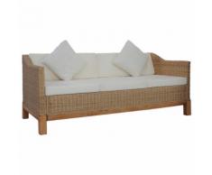 vidaXL 3-Sitzer-Sofa mit Polstern Natürliches Rattan
