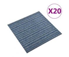 vidaXL Teppichfliesen 20 Stk. 5 m² 50x50 cm Gestreift Blau
