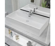 vidaXL Waschbecken mit Hahnloch Keramik Weiß 76 x 42,5 x 14,5 cm