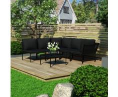 vidaXL 6-tlg. Garten-Lounge-Set mit Auflagen Schwarz PVC