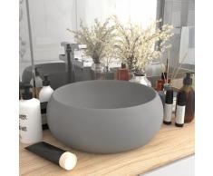 vidaXL Luxuriöses Waschbecken Rund Matt Hellgrau 40x15 cm Keramik