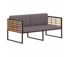 vidaXL Gartenbank mit Auflagen 136 cm Massivholz Akazie Dunkelgrau