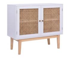 vidaXL Sideboard Weiß 88,5x40x80 cm MDF und Rattan