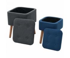 vidaXL Hocker mit Stauraum 2 Stk. Blau/Dunkelgrau Stoff