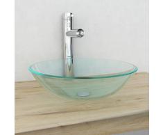 vidaXL Waschbecken gehärtetes Glas 42 cm transparent