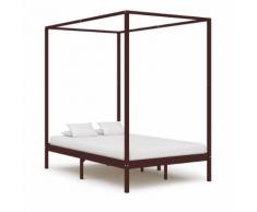 vidaXL Himmelbett-Gestell Dunkelbraun Massivholz Kiefer 140 x 200 cm