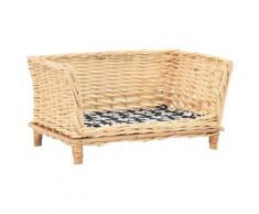 vidaXL Hundekorb mit Kissen 50 x 33 x 35 cm Natur Weide