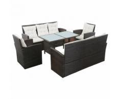 vidaXL 5-tlg. Garten-Lounge-Set mit Auflagen Poly Rattan Braun