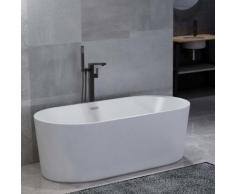 vidaXL Freistehende Badewanne und Wasserhahn 204 L 90 cm Schwarz