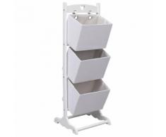 vidaXL 3-stufiges Korbregal Weiß 35 x 35 x 102 cm Holz