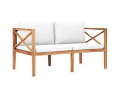 vidaXL Gartenbank mit Cremeweißen Auflagen Massivholz Teak