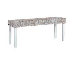 vidaXL Sitzbank 110 cm Weiß Natur Kubu-Rattan und Massivholz Mango