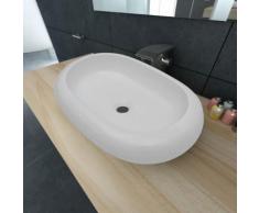 vidaXL Keramik Waschtisch Waschbecken Oval Weiß 63 x 42 cm