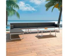vidaXL 5-tlg. Garten-Lounge-Set Textilene Aluminium Schwarz