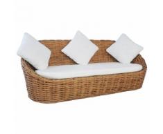 vidaXL 3-Sitzer-Sofa mit Polstern Natürliches Rattan