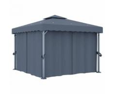 vidaXL Pavillon mit Vorhang 3x3 m Anthrazit Aluminium