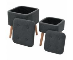 vidaXL Hocker mit Stauraum 2 Stk. Dunkelgrau Stoff