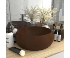 vidaXL Luxuriöses Waschbecken Rund Matt Dunkelbraun 40x15 cm Keramik