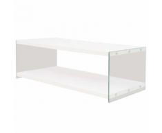 vidaXL Couchtisch mit Regal Glas MDF Hochglanz Weiß