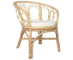 vidaXL Esszimmerstuhl mit Auflage Natur Rattan und Leinenbezug
