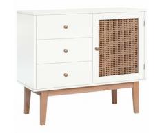vidaXL Sideboard Weiß 88,5x40x80 cm MDF und Rattan