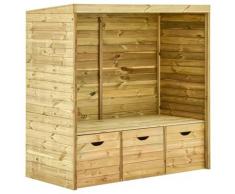 vidaXL Gartenlaube-Bank mit 3 Schubladen 170 cm Massivholz Kiefer