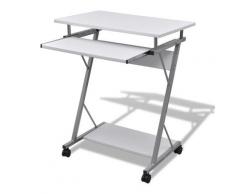 vidaXL Computertisch Computerwagen PC Tisch Bürotisch Laptop auf Rollen weiß