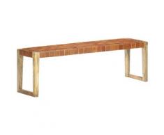 vidaXL Bank 150 cm Braun Echtleder und Massivholz Mango