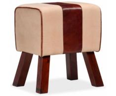 vidaXL Sitzbank Echtleder und Segeltuch Beige und Braun 40x30x45 cm
