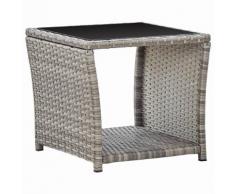 vidaXL Couchtisch Grau 45 x 45 x 40 cm Poly Rattan und Glas