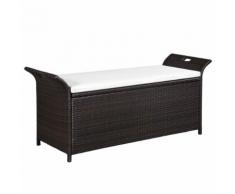 vidaXL Truhenbank mit Polster 138 cm Poly Rattan Braun