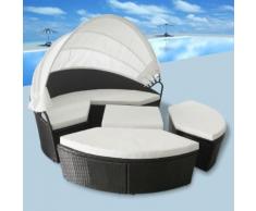 vidaXL Outdoor-Sonneninsel Poly Rattan Schwarz