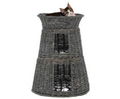 vidaXL 3-tlg. Katzenkorb-Set mit Kissen Grau 47x34x60 cm Natur Weide