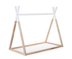 CHILDHOME Spielbett Tipi 70x140 cm Holz Naturfarben und Weiß B140TIPI