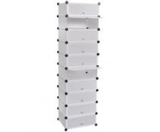 vidaXL Schuhregal Schuhschrank mit 10 Fächern 47 x 37 x 172 cm weiß