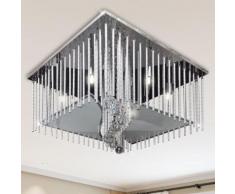 vidaXL Quadratische Kristall Deckenleuchte Deckenlampe mit Aluminium-Stäben