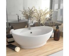 vidaXL Luxus-Waschbecken Überlauf Oval Matt-Weiß 58,5x39 cm Keramik