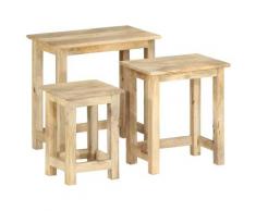 vidaXL Satztische 3 Stk. Massivholz Mango