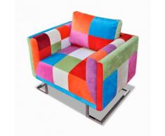 vidaXL Würfel-Sessel mit verchromten Füßen Patchwork-Design Stoff