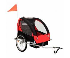 vidaXL 2-in-1 Kinder Fahrradanhänger & Kinderwagen Schwarz und Rot