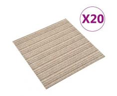 vidaXL Teppichfliesen 20 Stk. 5 m² 50x50 cm Gestreift Beige
