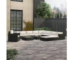 vidaXL 13-tlg. Garten-Lounge-Set mit Auflagen Poly Rattan Schwarz