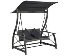 vidaXL Hollywoodschaukel 3-Sitzer mit Dach Poly Rattan Grau