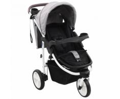 vidaXL 3-Rad-Kinderwagen Grau und Schwarz