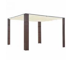 vidaXL Pavillon mit Dach Poly Rattan 300x300x200 cm Braun und Creme