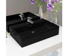 vidaXL Waschbecken mit Hahnloch Keramik Schwarz 76 x 42,5 x 14,5 cm