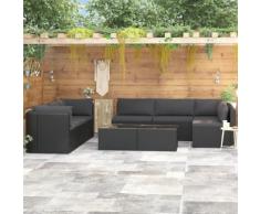 vidaXL 9-tlg. Garten-Lounge-Set mit Auflagen Poly Rattan Schwarz