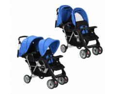 vidaXL Geschwisterwagen Stahl Blau und Schwarz
