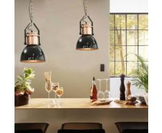 vidaXL Deckenlampe 2 Stk. Schwarz Rund E27