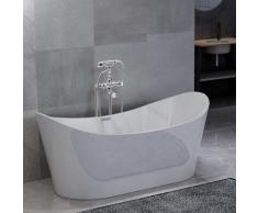 vidaXL Freistehende Badewanne und Wasserhahn 204 L 99,5 cm Silbern